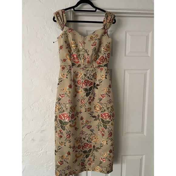 Markarian Apollonia Gold Floral Brocade 8 Dress - Picture 2 of 14